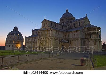 Baptistery, Cathedral, Duomo, at dusk, Piazza del Duomo, Cathedral Square, UNESCO world heritage site, Campo dei Miracoli, Pisa, Tuscany, Italy, Europe View Large Photo Image Stock Image - Baptistery, Cathedral, Duomo, at dusk, Piazza del Duomo, Cathedral Square, UNESCO world heritage site, Campo dei Miracoli, Pisa, Tuscany, Italy, Europe. Fotosearch