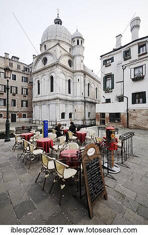 Stock Photo - "Bar Miracoli on the square of Campo dei Miracoli, Santa Maria dei Miracoli church, Cannaregio, Venice, Venezia, Veneto, Italy, Europe". Fotosearch