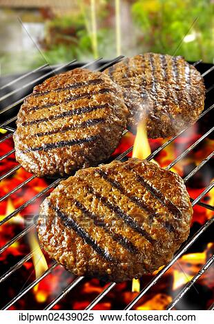 Barbecue burgers on a BBQ grill View Large Photo Image Stock Photography - Barbecue burgers on a BBQ grill. Fotosearch