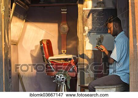 "Barber waiting for customers, Rameswaram, Pamban Island, Tamil Nadu, India, Asia" View Large Photo Image Stock Photo - "Barber waiting for customers, Rameswaram, Pamban Island, Tamil Nadu, India, Asia". Fotosearch