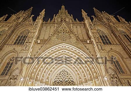 "Barcelona Cathedral, Gothic Basilica La Catedral de la Santa Creu i Santa Eulalia, at night, historic centre, Gothic Quarter or Barri Gotic, Barcelona, Catalonia, Spain, Europe" View Large Photo Image Stock Image - "Barcelona Cathedral, Gothic Basilica La Catedral de la Santa Creu i Santa Eulalia, at night, historic centre, Gothic Quarter or Barri Gotic, Barcelona, Catalonia, Spain, Europe". Fotosearch