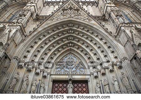"Barcelona Cathedral, main entrance to the Gothic Basilica La Catedral de la Santa Creu i Santa Eulalia, historic centre, Gothic Quarter or Barri Gotic, Barcelona, Catalonia, Spain, Europe" View Large Photo Image Stock Photography - "Barcelona Cathedral, main entrance to the Gothic Basilica La Catedral de la Santa Creu i Santa Eulalia, historic centre, Gothic Quarter or Barri Gotic, Barcelona, Catalonia, Spain, Europe". Fotosearch