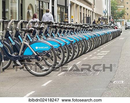 Barclays Boris bikes, cycles for hire rental in docking bay, London, England, United Kingdom, Europe View Large Photo Image Stock Photo - Barclays Boris bikes, cycles for hire rental in docking bay, London, England, United Kingdom, Europe. Fotosearch