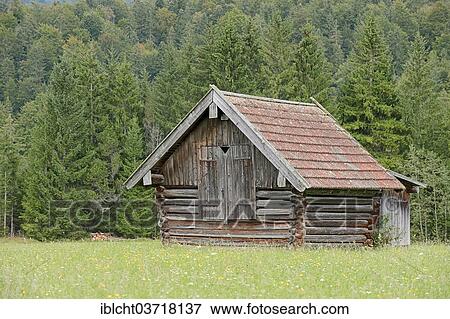 Stock Photo - "Barn, Wallgau, Garmisch-Partenkirchen District, Upper Bavaria, Bayern, Germany, Europe". Fotosearch