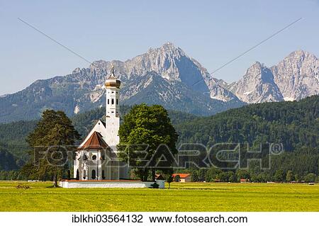 "Baroque Church of St. Coloman in front of the Tannheim Mountains, Schwangau, Ostallgau, Allgau, Schwabia, Bavaria, Germany, Europe" View Large Photo Image Stock Image - "Baroque Church of St. Coloman in front of the Tannheim Mountains, Schwangau, Ostallgau, Allgau, Schwabia, Bavaria, Germany, Europe". Fotosearch