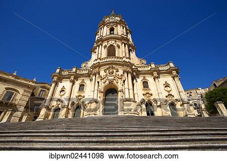 Stock Photo - "Baroque Church of St George, designed by Gagliardi, 1702, Modica, Sicily, Italy, Europe". Fotosearch