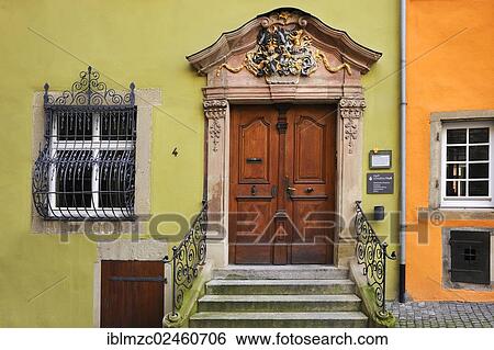 "Baroque entrance, 1779, Stellwag-House with the coat of arms of the Stellwag-Bonhoeffer families, former home of the Barfuesser Convent, 13th Century, Schwaebisch Hall, Baden-Wuerttemberg, Germany, Europe, PublicGround, Europe" View Large Photo Image Stock Photograph - "Baroque entrance, 1779, Stellwag-House with the coat of arms of the Stellwag-Bonhoeffer families, former home of the Barfuesser Convent, 13th Century, Schwaebisch Hall, Baden-Wuerttemberg, Germany, Europe, PublicGround, Europe". Fotosearch