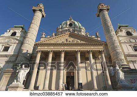 "Baroque Karlskirche church, inaugurated in 1739, the columns show in a spiral relief motifs from the life of Charles Borromeo, Vienna, Vienna State, Austria, Europe" View Large Photo Image Stock Photo - "Baroque Karlskirche church, inaugurated in 1739, the columns show in a spiral relief motifs from the life of Charles Borromeo, Vienna, Vienna State, Austria, Europe". Fotosearch