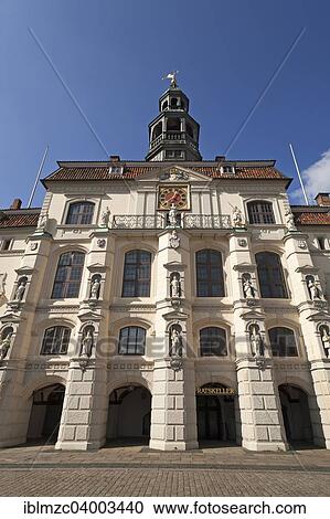 Stock Image - "Baroque market facade of the town hall, built in 1704, Luneburg, Lower Saxony, Germany, Europe". Fotosearch