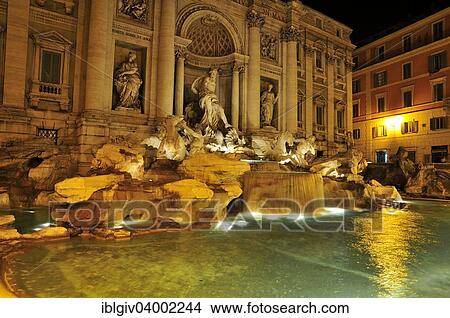 Picture - "Baroque Trevi Fountain, Fontana di Trevi, by night, Rome, Lazio, Italy, Europe". Fotosearch