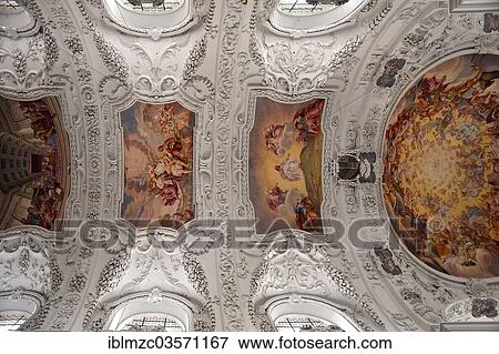 "Baroque vault with frescoes by Hans Georg Asam, Parish Church of St. Quirinus, Tegernsee, Upper Bavaria, Bavaria, Germany, Europe" View Large Photo Image Stock Photo - "Baroque vault with frescoes by Hans Georg Asam, Parish Church of St. Quirinus, Tegernsee, Upper Bavaria, Bavaria, Germany, Europe". Fotosearch