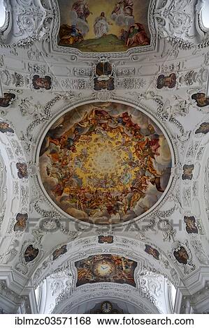 "Baroque vault with frescoes by Hans Georg Asam, Parish Church of St. Quirinus, Tegernsee, Upper Bavaria, Bavaria, Germany, Europe" View Large Photo Image Stock Photo - "Baroque vault with frescoes by Hans Georg Asam, Parish Church of St. Quirinus, Tegernsee, Upper Bavaria, Bavaria, Germany, Europe". Fotosearch
