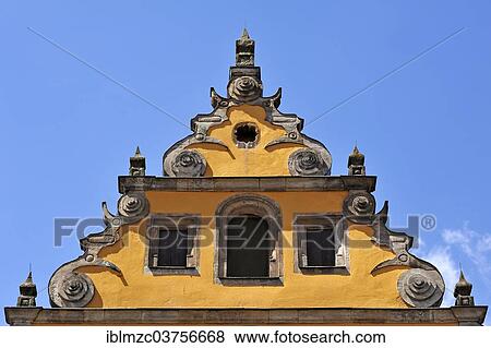 "Baroque voluted gable, early 17th Century, former municipal granary, Dinkelsbuhl, Middle Franconia, Bavaria, Germany, Europe" View Large Photo Image Stock Photo - "Baroque voluted gable, early 17th Century, former municipal granary, Dinkelsbuhl, Middle Franconia, Bavaria, Germany, Europe". Fotosearch