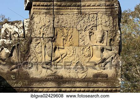 "Bas-relief carved in stone depicting two dancing apsaras, Bayon temple, Angkor Thom, Siem Reap, Cambodia, Southeast Asia, Asia" View Large Photo Image Stock Photo - "Bas-relief carved in stone depicting two dancing apsaras, Bayon temple, Angkor Thom, Siem Reap, Cambodia, Southeast Asia, Asia". Fotosearch
