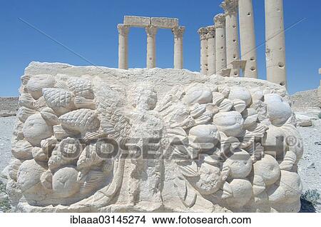"Bas-reliefs on marble in the Temple of Bel in the ancient city of Palmyra, Tadmur, Palmyra District, Homs Governorate, Syria, Asia" View Large Photo Image Picture - "Bas-reliefs on marble in the Temple of Bel in the ancient city of Palmyra, Tadmur, Palmyra District, Homs Governorate, Syria, Asia". Fotosearch