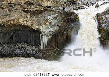 Basalt columns at the Aldeyjarfoss waterfall, Sprengisandur, Northern Iceland, Europe View Large Photo Image Stock Photo - Basalt columns at the Aldeyjarfoss waterfall, Sprengisandur, Northern Iceland, Europe. Fotosearch