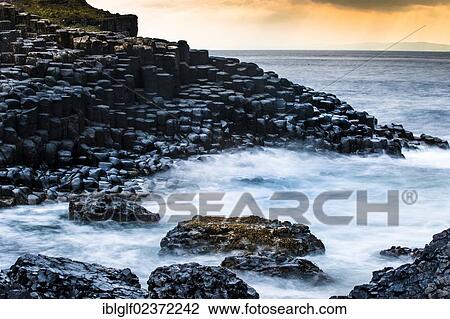 Stock Image - "Basalt rocks, Giant Causeway, Coleraine, Northern Ireland, United Kingdom, Europe". Fotosearch