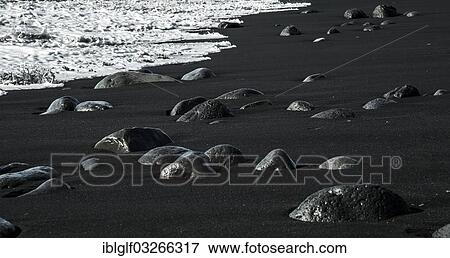 Stock Photo - "Basalt stones at Reynisdrangar, Black Beach, Reynisdrangar, Vik i Myrdal, Southern Region, Iceland, Europe". Fotosearch