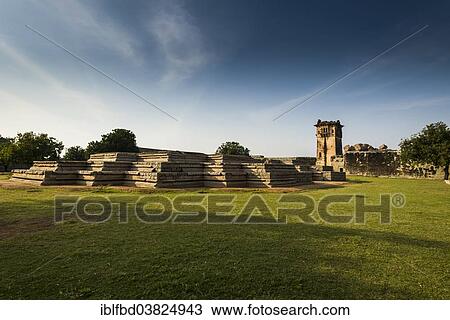 Stock Image - "Basement of the Queen's Palace, ruined city of Vijayanagara, UNESCO World Heritage Site, Hampi, Karnataka, India, Asia". Fotosearch