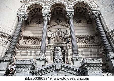 Stock Photo - "Basilica Notre-Dame de Fourviere, historic district of Vieux Lyon, UNESCO World Heritage Site, Lyon, France, Europe". Fotosearch