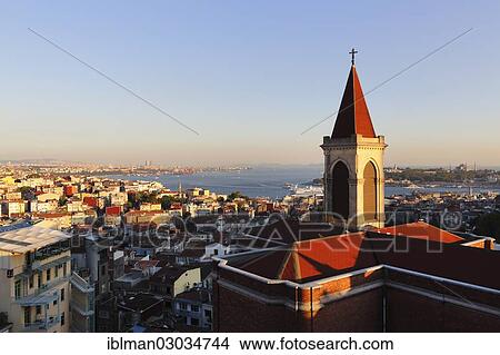 "Basilica of St. Anthony, St. Anthony of Padua Church, Bosphorus, with the Sultanahmet district on the right and the Golden Horn, Beyoglu, Istanbul, European side, Istanbul Province, Turkey, European side, Europe" View Large Photo Image Picture - "Basilica of St. Anthony, St. Anthony of Padua Church, Bosphorus, with the Sultanahmet district on the right and the Golden Horn, Beyoglu, Istanbul, European side, Istanbul Province, Turkey, European side, Europe". Fotosearch