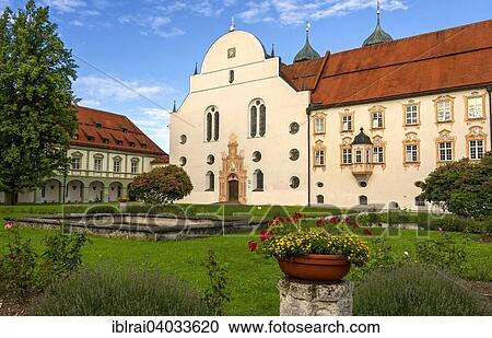 "Basilica of St. Benedict, cloister, Benedictine monastery Benediktbeuern, Benediktbeuern, Upper Bavaria, Bavaria, Germany, Europe" View Large Photo Image Stock Image - "Basilica of St. Benedict, cloister, Benedictine monastery Benediktbeuern, Benediktbeuern, Upper Bavaria, Bavaria, Germany, Europe". Fotosearch