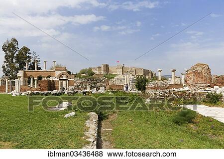 "Basilica of St. John of Ephesus and the Citadel on Ayasoluk Hill, Ephesus, Selcuk, Izmir Province, Aegean Region, Turkey, Asia" View Large Photo Image Stock Photo - "Basilica of St. John of Ephesus and the Citadel on Ayasoluk Hill, Ephesus, Selcuk, Izmir Province, Aegean Region, Turkey, Asia". Fotosearch