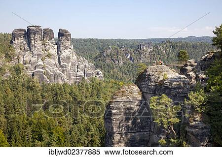 Stock Photography - "Bastei with Gans rock formation, Saxony, Germany, Europe". Fotosearch