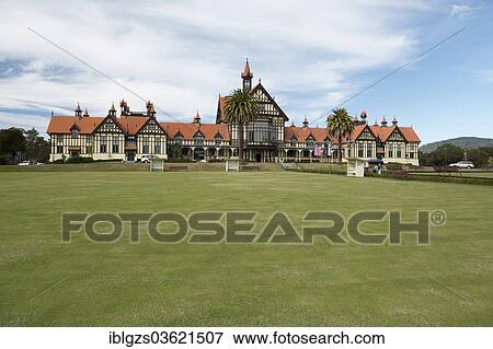 "Bath house in the Goverment Gardens, Museum of Art and History, Rotorua, North Island, New Zealand, Oceania" View Large Photo Image Stock Photo - "Bath house in the Goverment Gardens, Museum of Art and History, Rotorua, North Island, New Zealand, Oceania". Fotosearch