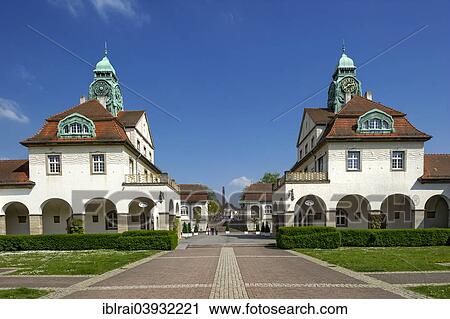 "Bath houses, Sprudelhof courtyard, spa resort in Art Nouveau style, Bad Nauheim, Hesse, Germany, Europe" View Large Photo Image Stock Image - "Bath houses, Sprudelhof courtyard, spa resort in Art Nouveau style, Bad Nauheim, Hesse, Germany, Europe". Fotosearch