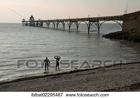 "Bathers in front of Clevedon Pier, Clevedon, Somerset, England, United Kingdom, Europe" View Large Photo Image Stock Photo - "Bathers in front of Clevedon Pier, Clevedon, Somerset, England, United Kingdom, Europe". Fotosearch