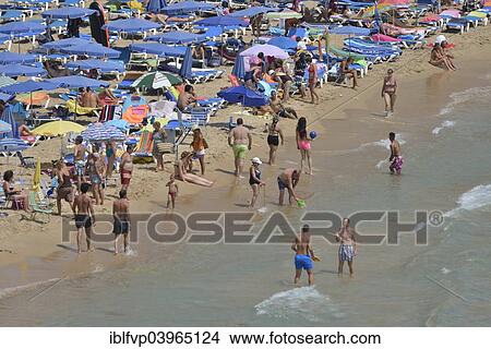 "Bathers on Playa Levante, Benidorm, Costa Blanca, Spain beach" View Large Photo Image Picture - "Bathers on Playa Levante, Benidorm, Costa Blanca, Spain beach". Fotosearch