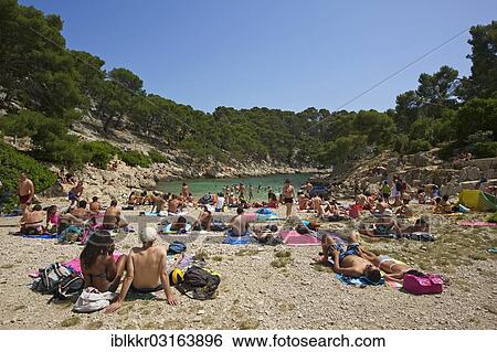 "Bathers on the beach in the Calanque de Port-Pin cove, Calanques National Park, Cassis, Departement Bouches-du-Rhone, Region Provence-Alpes-Cote d? ÇÖAzur d? ÇÖAzur, France, Europe" View Large Photo Image Stock Photograph - "Bathers on the beach in the Calanque de Port-Pin cove, Calanques National Park, Cassis, Departement Bouches-du-Rhone, Region Provence-Alpes-Cote d? ÇÖAzur d? ÇÖAzur, France, Europe". Fotosearch
