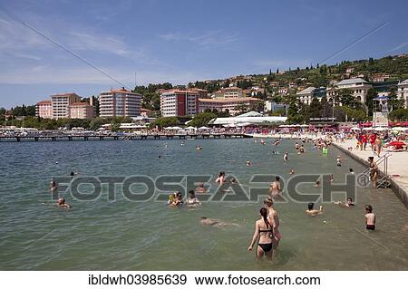 "Bathers on the coast, Portoroz, Piran, Adriatic coast, Istria, Slovenia, Europe" View Large Photo Image Stock Photo - "Bathers on the coast, Portoroz, Piran, Adriatic coast, Istria, Slovenia, Europe". Fotosearch