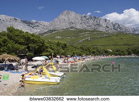 "Bathing beach, coast, the Biokovo Mountains at the back, Promajna, Makarska Riviera, Dalmatia, Croatia, Europe" View Large Photo Image Stock Image - "Bathing beach, coast, the Biokovo Mountains at the back, Promajna, Makarska Riviera, Dalmatia, Croatia, Europe". Fotosearch