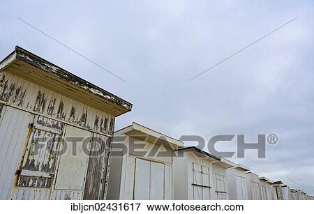 "Bathing huts on the beach of Calais, France, Europe" View Large Photo Image Stock Photo - "Bathing huts on the beach of Calais, France, Europe". Fotosearch