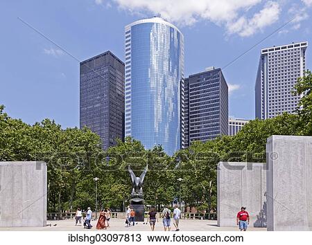 Stock Image - "Battery Park with the Marine Memorial, Financial District, Manhattan, New York City, New York, United States, North America". Fotosearch