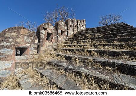 "Battlements and stairs on a fortified wall, Kumbhalgarh Fort or Kumbhalmer Fort, Kumbhalgarh, Rajasthan, India, Asia" View Large Photo Image Stock Photography - "Battlements and stairs on a fortified wall, Kumbhalgarh Fort or Kumbhalmer Fort, Kumbhalgarh, Rajasthan, India, Asia". Fotosearch