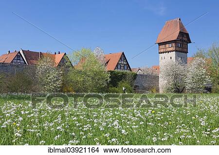 "Bauerlinsturm tower with city walls, Romantic Road, Dinkelsbuhl, Middle Franconia, Franconia, Bavaria, Germany, Europe" View Large Photo Image Picture - "Bauerlinsturm tower with city walls, Romantic Road, Dinkelsbuhl, Middle Franconia, Franconia, Bavaria, Germany, Europe". Fotosearch