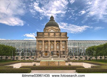 Stock Photography - "Bavarian State Chancellery, HDR, Munich, Upper Bavaria, Bavaria, Germany, Europe". Fotosearch