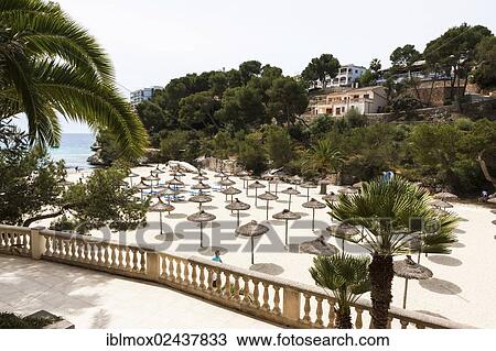 Stock Image - "Bay and hotel, Cala Santanyi, Mallorca, Majorca, Balearic Islands, Mediterranean Sea, Spain, Europe". Fotosearch