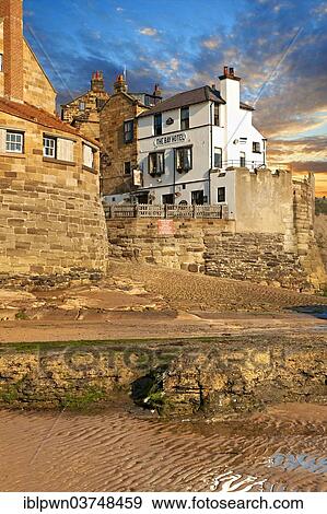 "Bay Hotel Pub and beach, historic fishing village of Robin Hood's Bay, North Yorkshire, England, United Kingdom, Europe" View Large Photo Image Stock Photo - "Bay Hotel Pub and beach, historic fishing village of Robin Hood's Bay, North Yorkshire, England, United Kingdom, Europe". Fotosearch