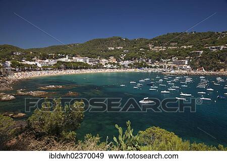 Stock Photo - "Bay of Llafranc, Calella de Palafrugell, Costa Brava, Catalonia, Spain, Europe, PublicGround, Europe". Fotosearch