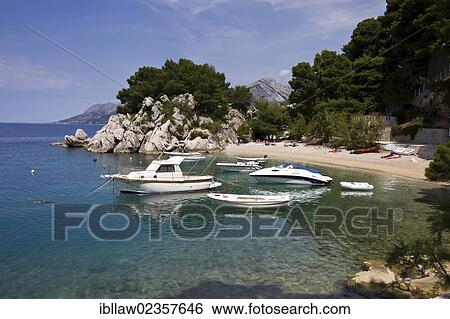 Stock Photograph - "Bay of Podrace, Brela, Makarska Riviera, Adriatic Coast, Dalmatia, Croatia, Europe". Fotosearch