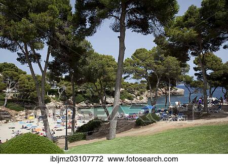 Stock Image - "Bay with a beach, Cala Ferrera, Mallorca, Majorca, Balearic Islands, Spain, Europe". Fotosearch