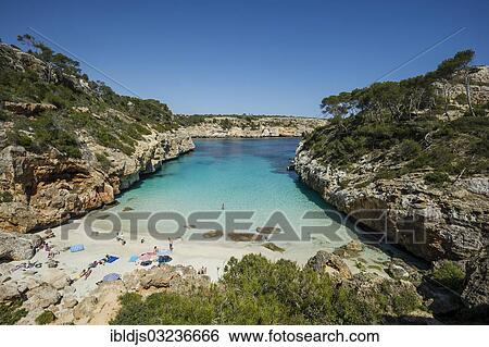 "Bay with beach and pine trees, Cala Moro, Santanyi, Majorca, Balearic Islands, Spain, Europe" View Large Photo Image Stock Photograph - "Bay with beach and pine trees, Cala Moro, Santanyi, Majorca, Balearic Islands, Spain, Europe". Fotosearch