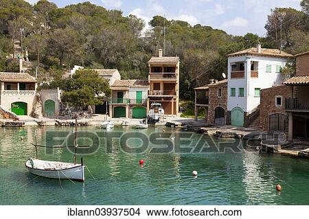 Picture - "Bay with fishing boats and harbor of Cala Figuera, Majorca, Balearic Islands, Spain, Europe". Fotosearch