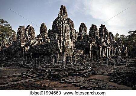 Stock Image - "Bayon Temple of Angkor Wat, Siem Reap, Cambodia, Southeast Asia, Asia". Fotosearch
