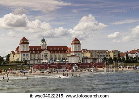 Stock Photography - "Beach and spa, Baltic seaside resort Sellin, Rugen island, Mecklenburg-Western Pomerania, Germany, Europe". Fotosearch