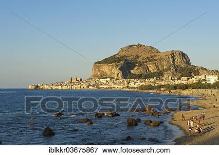 "Beach and the historic town centre of Cefalu in the evening light, Cefalu, Province of Palermo, Sicily, Italy, Europe" View Large Photo Image Stock Photo - "Beach and the historic town centre of Cefalu in the evening light, Cefalu, Province of Palermo, Sicily, Italy, Europe". Fotosearch